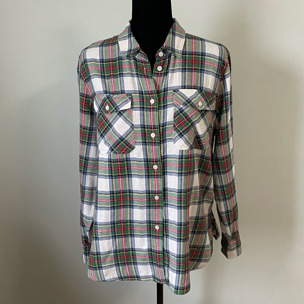J CREW White Plaid Shirt